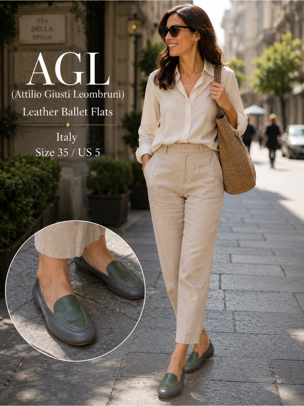 AGL (Attilio Giusti Leombruni) Leather Italian Ballet Flats Italy Size 35 / US 5
